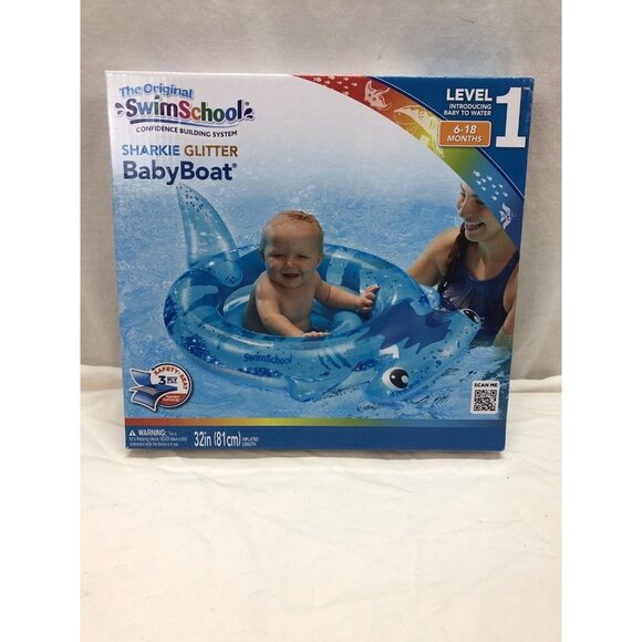 New! The Original Swim School Sharkie Glitter Baby Boat Level 16 - 18 Months - Picture 1 of 2